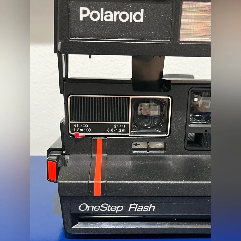 Polaroid One Step Flash Instant Camera Vintage 80s 90s Black Strap Photography
